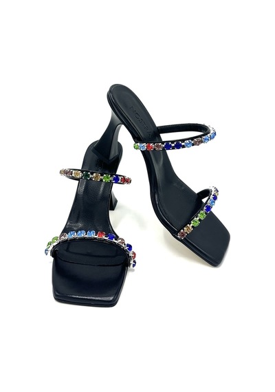 Nostra Shoes Siyah Stone Kadın Taşlı Topuklu Ayakkabı-terlik Siyah