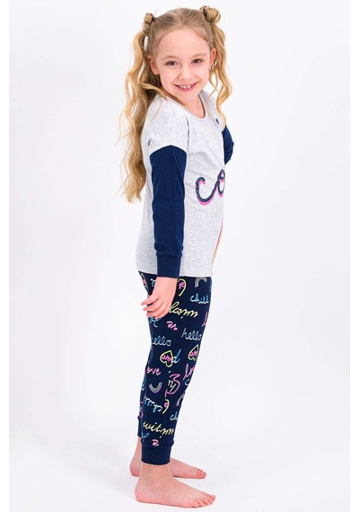 Rolypoly Cool Love Karmelanj Kız Çocuk Pijama Takımı 5274-25233 Kar Melanj