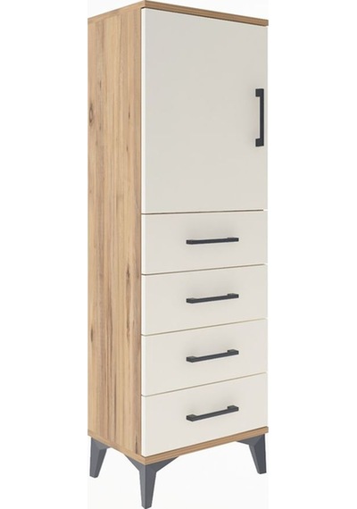 Arges Dolap 2 Raflı 4 Çekmeceli Tek Kapaklı 44x30x134 Çam-aytaşı Çam