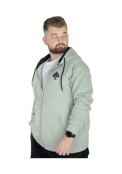 Mode Xl Erkek Sweat Kapşonlu Fermuarlı 22539 Su Yeşili 001