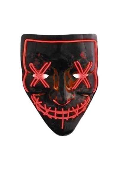 Hallowen Parti Maskesi Neon Led Işıklı Maske 3 Modlu Cadılar Bayramı Maskesi Açık Gri
