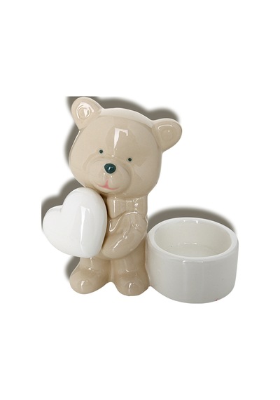 Lima Porselen T Light Ayıcıklı Mumluk 12cm Bej