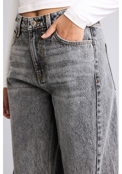 Defacto %100 Pamuk Wıde Leg Yüksek Bel Jean Pantolon H6937ax26aunm36 Antrasit-nm36