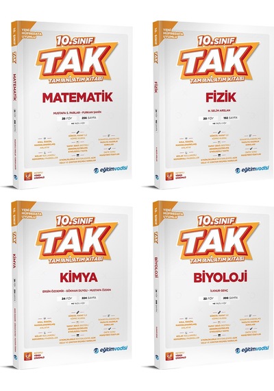 Eğitim Vadisi 2026 10. Sınıf Matematik + Fizik + Kimya + Biyoloji Tak Tam Anlatım Seti 4 Kitap