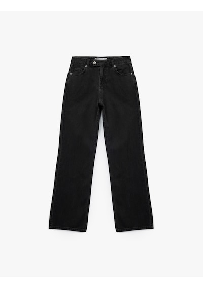 Koton Pamuklu Normal Bel Düz Paça Jean Pantolon - Straight Fit Jean Siyah 5wal40047md Siyah