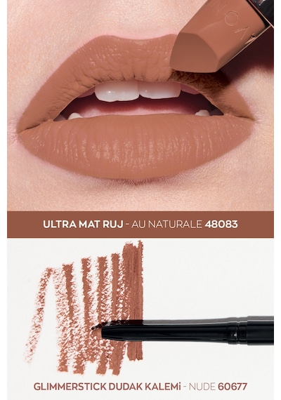 Avon Glimmerstick Dudak Kalemi Nude + Ultra Mat Ruj Au Naturale