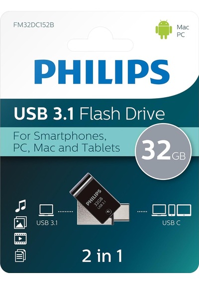 Philips 2'si 1 Arada Otg Edition Ultra Speed Usb-c/usb 3.1 Çift U