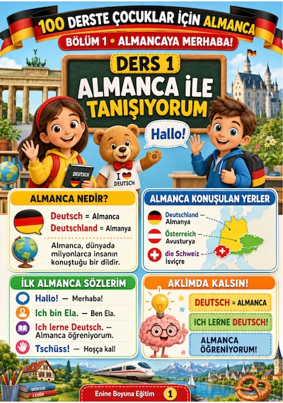 100 Derste Çocuklara Almanca Öğreten Kitap