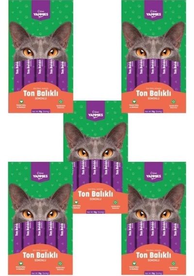 Kiwi Yammies 5x14 Gr 5 Paket Ton Balıklı Somonlu Sıvı Ödül Maması