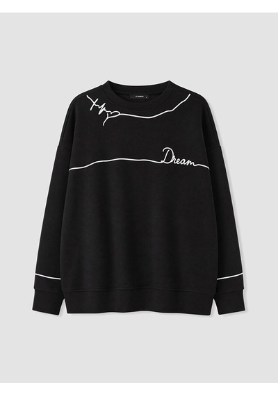 LC Waikiki Lc Waıkıkı Siyah Baskılı Soft Touch Kadın Sweatshirt