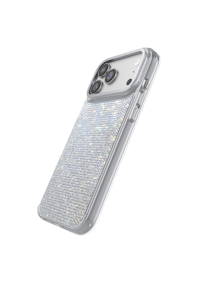 İphone 17 Pro Kılıf M-safe Özellikli El İşlemeli Swarovski Taşlı Zore Paris Riva Sert Pc Kapak Gümüş