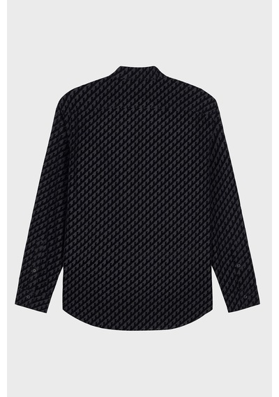 Emporio Armani Kadife Logolu Pamuklu Uzun Kollu Gömlek Erkek Gömlek Em006705 Af27982 Pc005 Siyah SİYAH