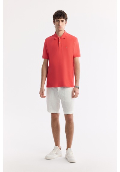 Avva Erkek Mercan Kıvrılmaz Polo Yaka %100 Pamuk Basic Regular Fit T-shirt B001032