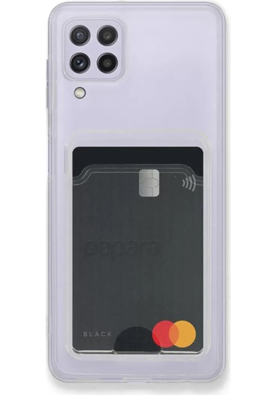 Newface Samsung Samsung Uyumlu Galaxy A22 Kılıf Kart Şeffaf Silikon - Şeffaf