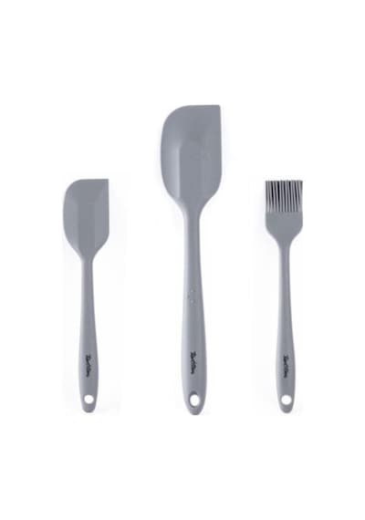 Tantitoni Gri Renkli 3 Lü Silikon Spatula Ve Fırça Seti Elvin Home Concept Gri