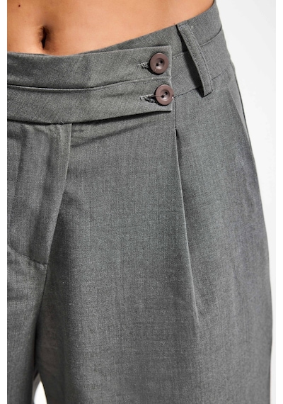 Itsbasic Kadın Gri S6 Baggy Fit Maxi Boy Bermuda Şort Gri Melanj