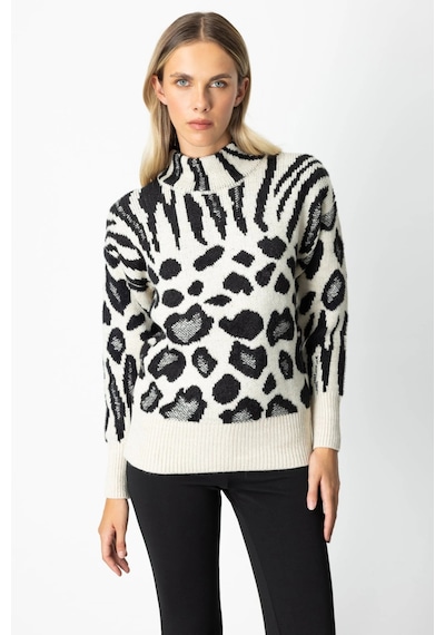 On Fashion Desenli Degaje Kadın Bej Kazak 65322 Bej