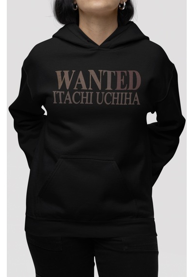 Sevbano Wanted Itachi Uchiha One Piece Anime Sırt Baskılı Unisex Oversize Siyah