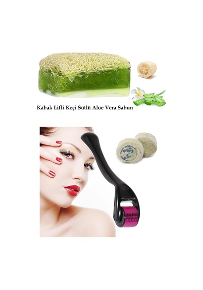 3lü Set Tüm Cilt Temizleme Bakım Taşı Aloe Vera Keçi Sütlü Lifli Sabun Cilt Yenileme Dermaroller