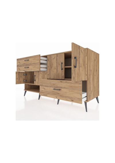 Kronos Konsol 3 Raflı 3 Çekmeceli 4 Kapaklı 176x59x99 Çam-çam Çam-çam