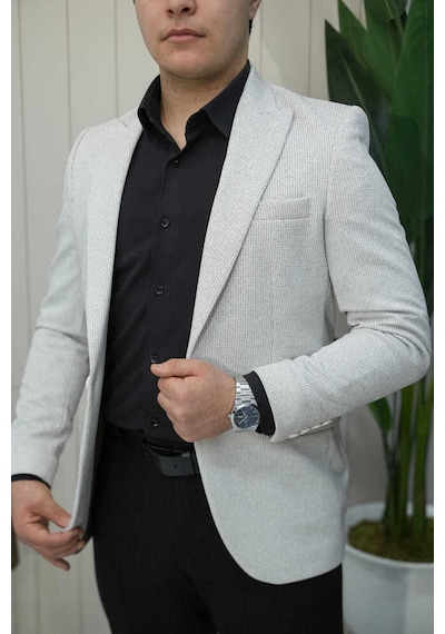 Bys Beystil Sivri Yaka Açık Kahve Kırçıllı Ceket Garcia- Slim Fit A.Kahverengi