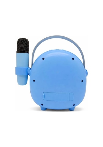 Çocuklara Özel Retro Tasarımlı Bluetooth Karaoke Mikrofon Ve Ahşap Tripodlu Mavi