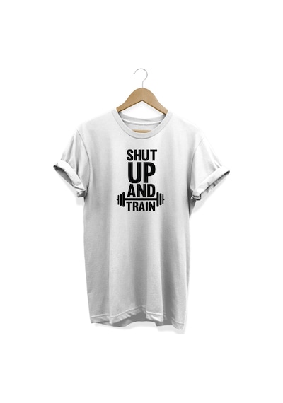 Shut Up Baskılı Beyaz T-shirt Beyaz