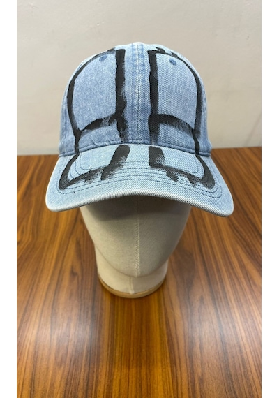 Denim Jean Kot Kumaş Vintage Yıkamalı Unisex Cap Şapka Mavi - Açık Mavi