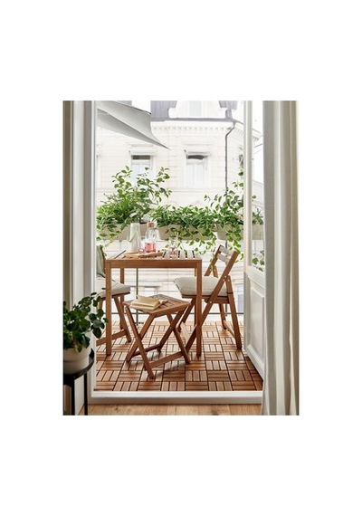Ikea Nämmarö Balkon Masası, Açık Kahverengi, 75x63 Cm