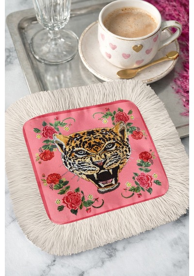 Leopar Çiçek Motifli Saçaklı Servis Kokteyl Peçetesi - Canlı Bohem Pembe Krem Bardak Altlığı Mendil Tozlu Toprak Kestane Leopar Çiçek Motifli Saçaklı Servis Kokteyl Peçetesi - Canlı Bohem Pembe Krem Bardak Altlığı Mendil Tozlu Toprak Kestane