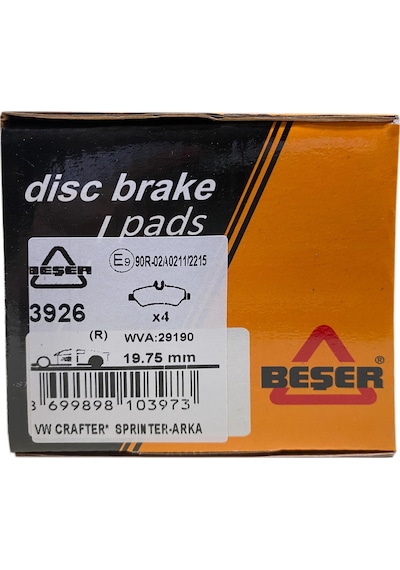 Beşer 3926 Arka Fren Balatası Crafter-Sprinter 06--