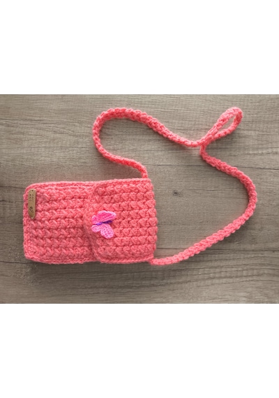 Cüzdan Telefon Çantası El Yapımı Pembe