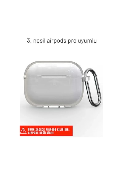 Apple Uyumlu AirPods Pro 3. Nesil İle Şeffaf Cyrstal Clear Ultra Berrak Kılıf Kulaklık Değildir Beyaz