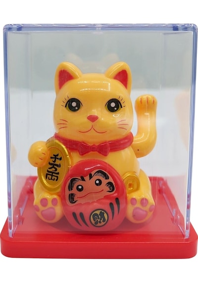 Maneki Neko El Sallayan Mini Şans Kedisi Krem Solar Güneş Enerjili 5x5cm S4krm04