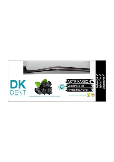 Dermokil DK Dent Aktif Karbon & Kil Beyazlatıcı Diş Macunu 75 ML + Diş Fırçası