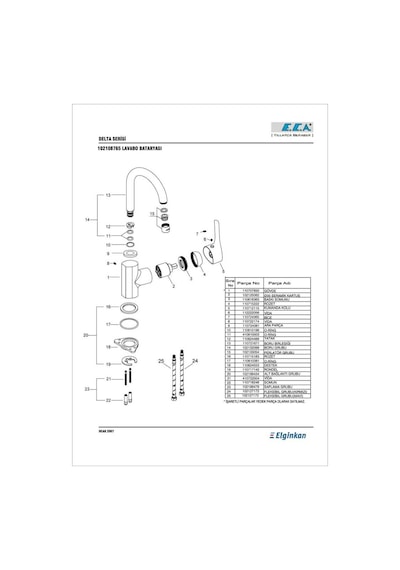 Eca Delta Lavabo Bataryası Kuğu Borulu 102108765