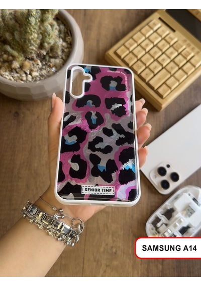 Samsung Galaxy A14 Uyumlu Lüks Leopar Desenli Silikon Telefon Kılıfı Desen4