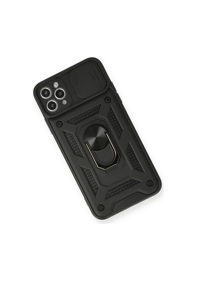 Newface Apple İphone 11 Pro Max Kılıf Pars Lens Yüzüklü Silikon - Siyah