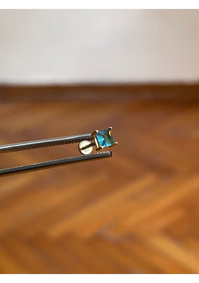 316 L Cerrahi Çelik Dudak Piercing Kıkırdak Helix Tragus Conch Zirkon Taşlı Figürlü Piercing Altın - Lacivert