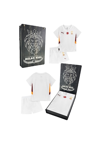 Gsstore Lisanslı 24-25 Beyaz 5 Yıldızlı Lazer Aslan Baskılı Çocuk Forma Set Ahşap Kutu Beyaz