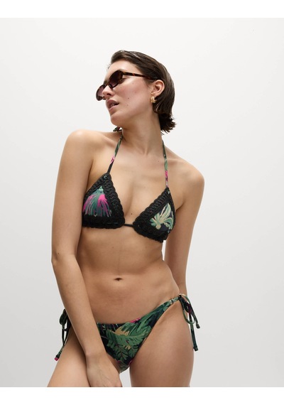 Marks & Spencer Desenli Bağcıklı Yüksek Bel Bikini Altı Pembe Mix