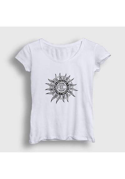 Presmono Kadın Sun Alice In Chains T-shirt Beyaz