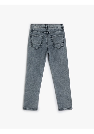 Koton Kot Pantolon Ayarlanabilir Lastikli Pamuklu - Slim Jean Lıght Indıgo 4skb40039td Açık Mavi