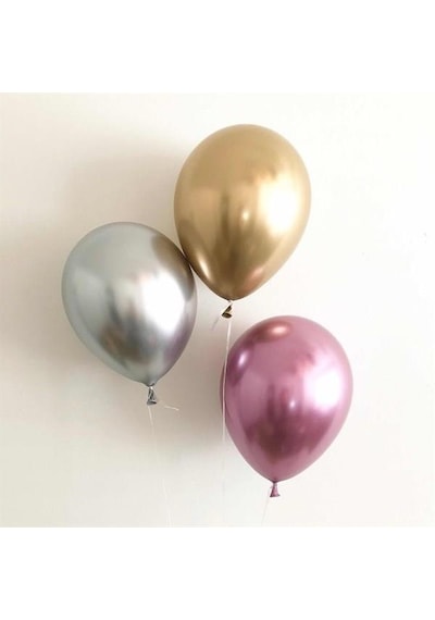 5 Ad Gold Altın Renkli Parlak Krom Metalik Aynalı Balon