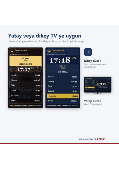 Sanec Vakitmatik 19" Hdmı Ekranlı Cami Vakitmatik Tam Paket
