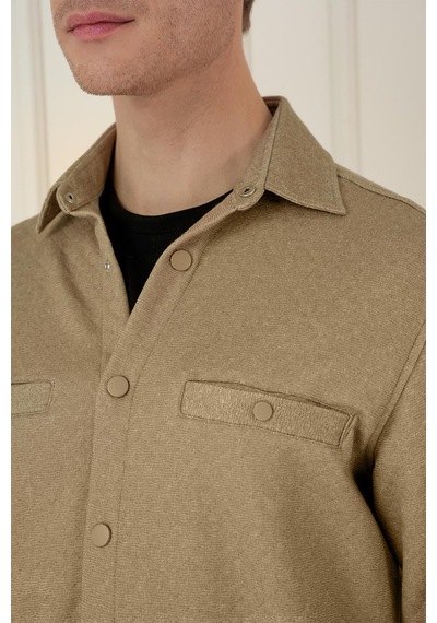 Efor G 1581 Slim Fit Camel Klasik Gömlek Camel
