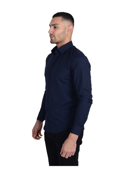 Cengiz İnler Erkek Standart Yaka Ligralı Slimfit Gömlek 001