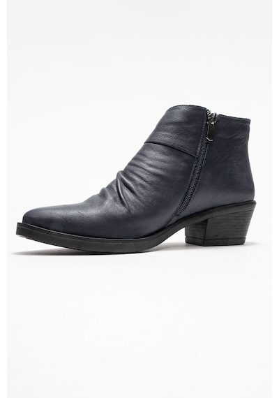 Luvishoes Luvi Shoes Rule Lacivert Hakiki Deri Kadın Kalın Topuklu Bot Lacivert