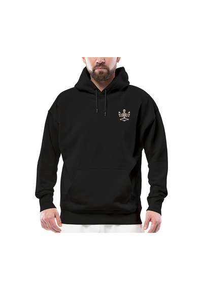 İn Coffe We Trust İskelet Siyah Streetwear Kapşonlu Hoodie