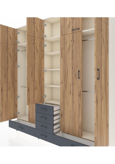 Arges Dolap 6 Raflı 6 Çekmeceli 4 Askılı 220x30x243 Aytaşı-çam/antrasit Atlas Çam/antrasıt Arges Dolap 6 Raflı 6 Çekmeceli 4 Askılı 220x30x243 Aytaşı-çam/antrasit Atlas Çam/antrasıt